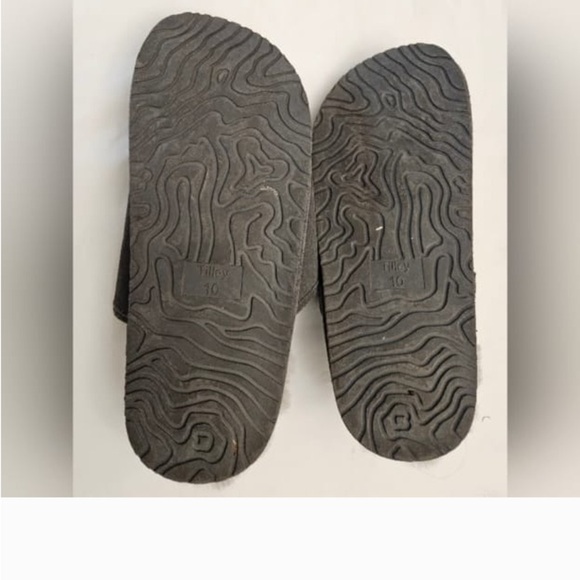 Tilley Premium Shearling Lined Slip On Grey Leather Slipper Rubber Sole … - Picture 4 of 7